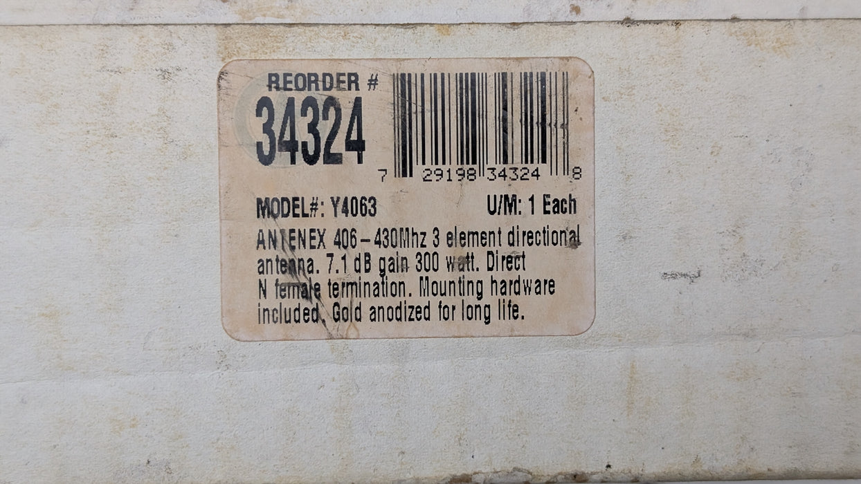 Antenex Y4063 Yagi Antenna UHF 406-430MHz Welded Gold Anodized