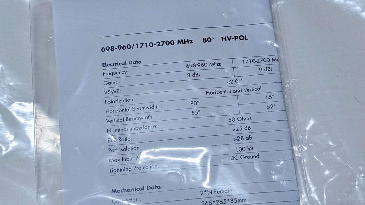 Panel Antenna Outdoor Cellular Dual Polarization MiMo 700-2700 MHz