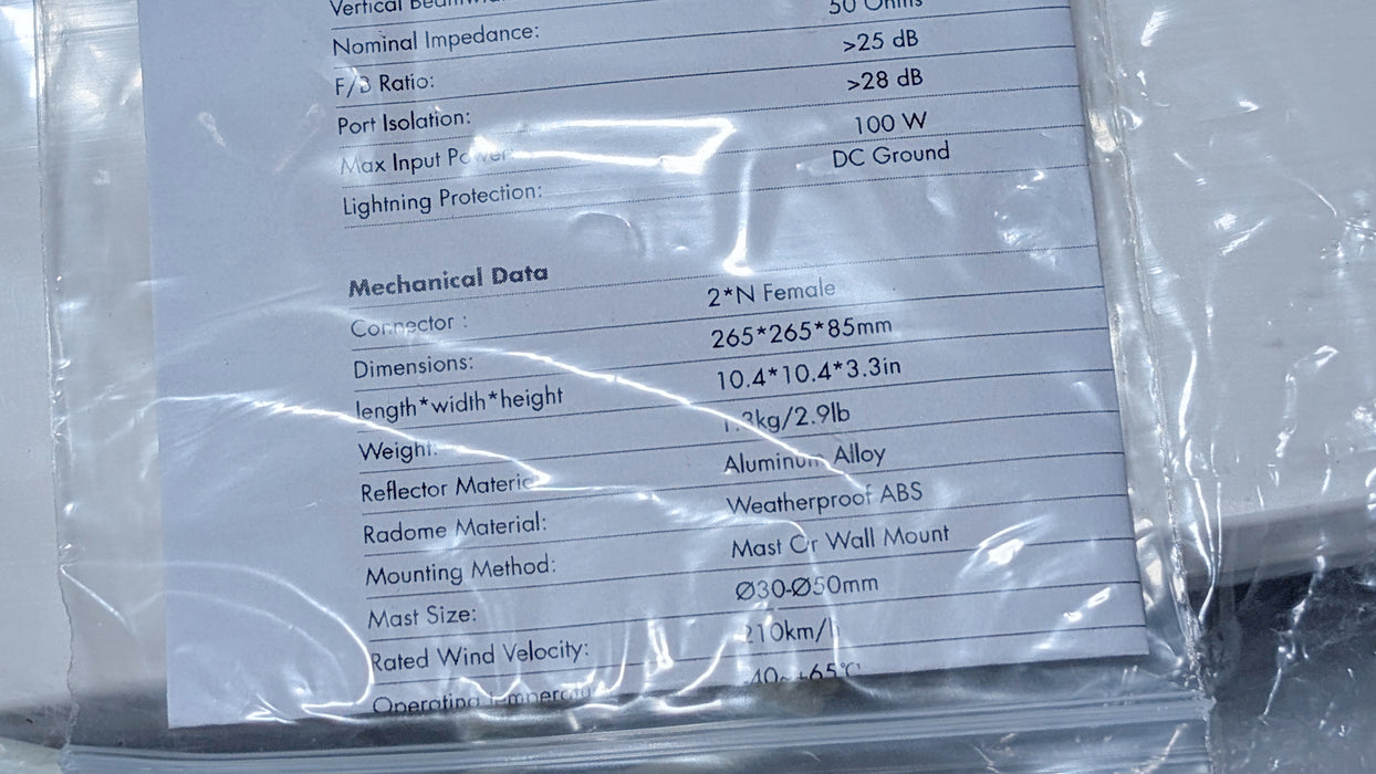 Panel Antenna Outdoor Cellular Dual Polarization MiMo 700-2700 MHz