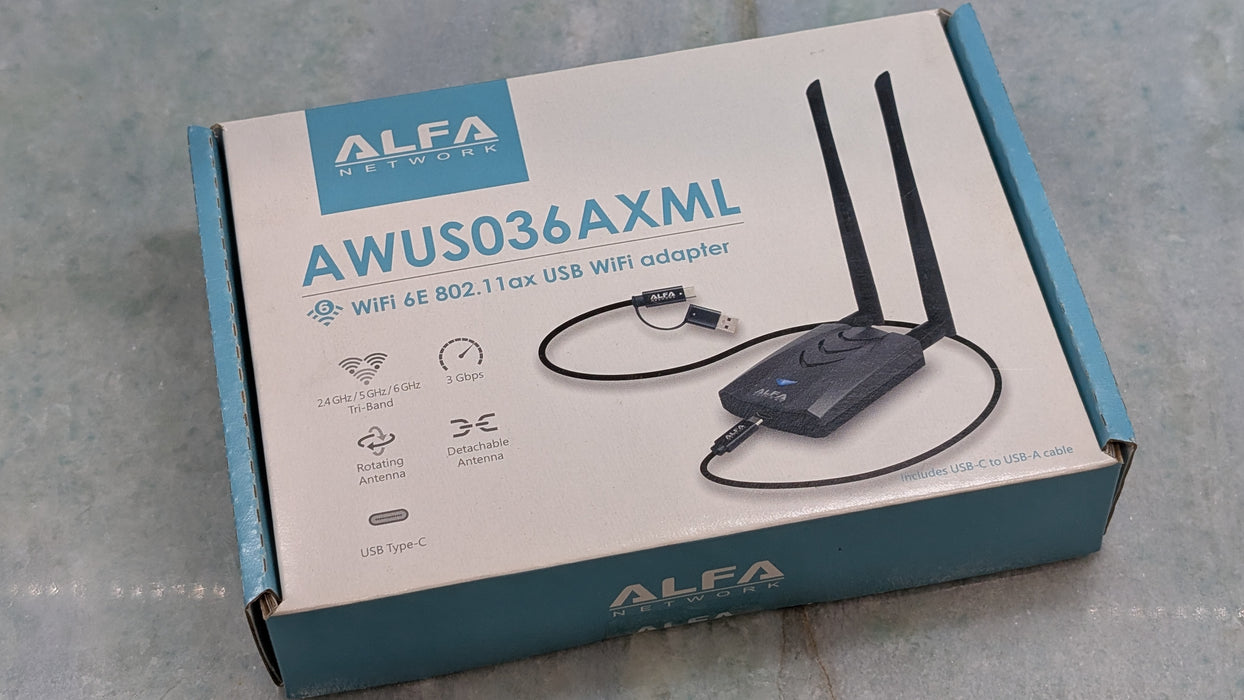 ALFA Network AWUS036AXML WiFi 6E USB radio Adapter 802.11ax