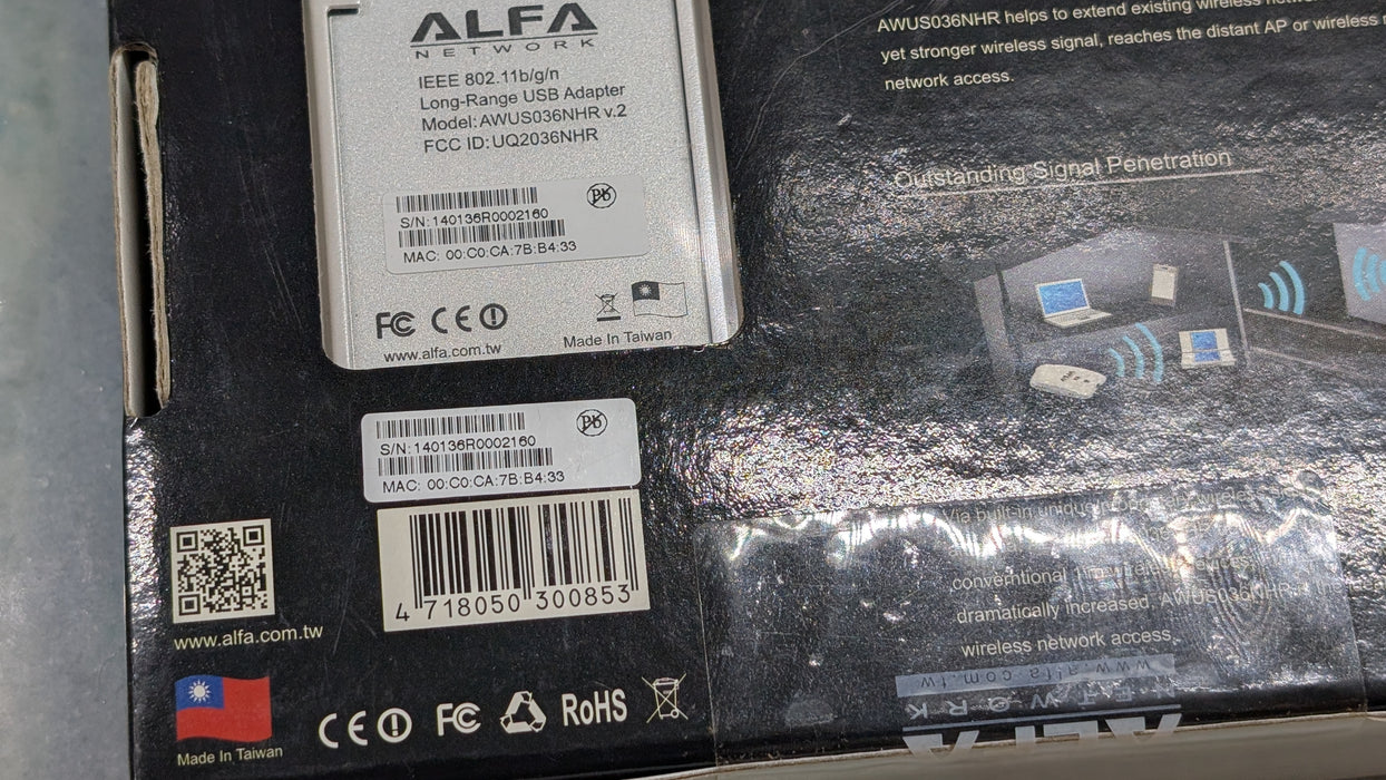 ALFA Network AWUS036NHR WiFi USB radio Adapter 802.11b/g/n