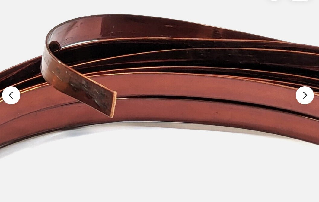 Pure Copper Cu Metal Insulated Strip 0.289" wide 0.024" thick, 20 FT Flat Wire